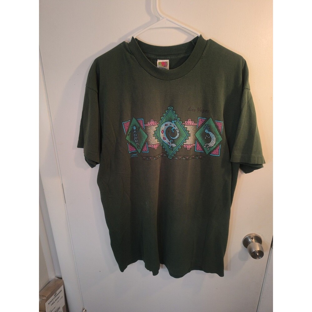 Vtg 90s Fruit of the Loom Single Stitch Las Vegas T Shirt XL Kokopelli Southwest